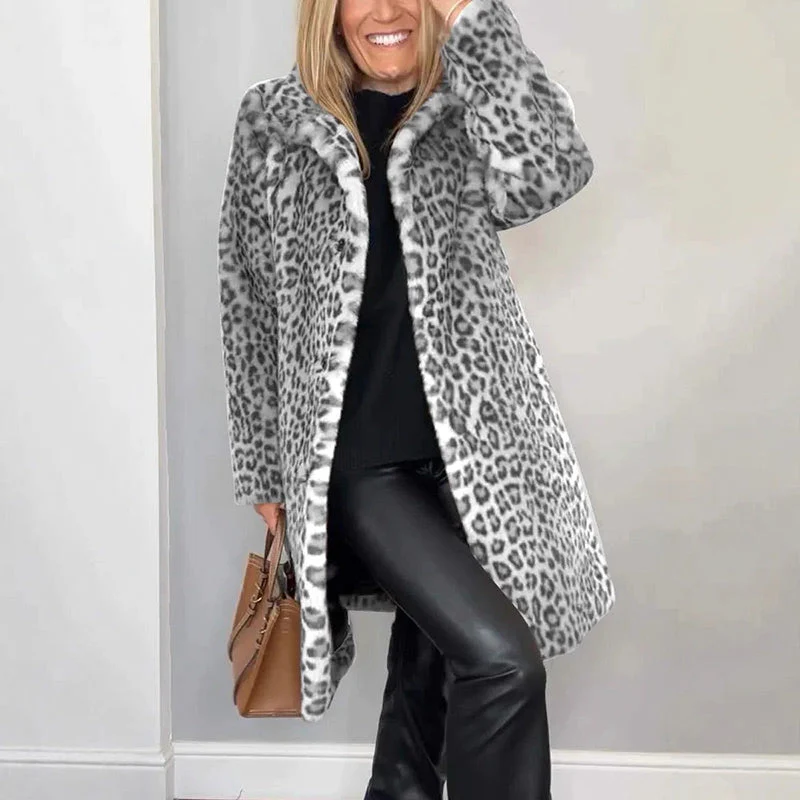 📢📢65 % de réduction!!!📍 Veste mi-longue à motif léopard pour femmes - Image 12