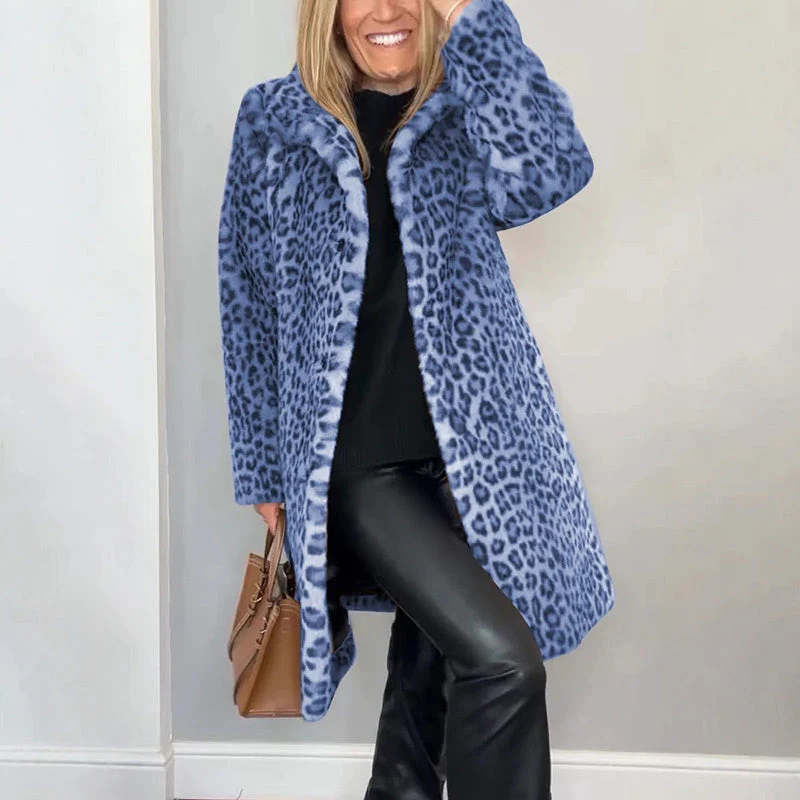 📢📢65 % de réduction!!!📍 Veste mi-longue à motif léopard pour femmes - Image 13