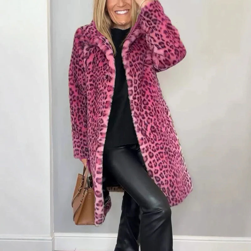 📢📢65 % de réduction!!!📍 Veste mi-longue à motif léopard pour femmes - Image 14