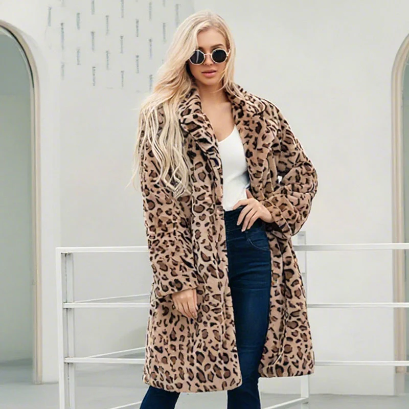 📢📢65 % de réduction!!!📍 Veste mi-longue à motif léopard pour femmes - Image 6