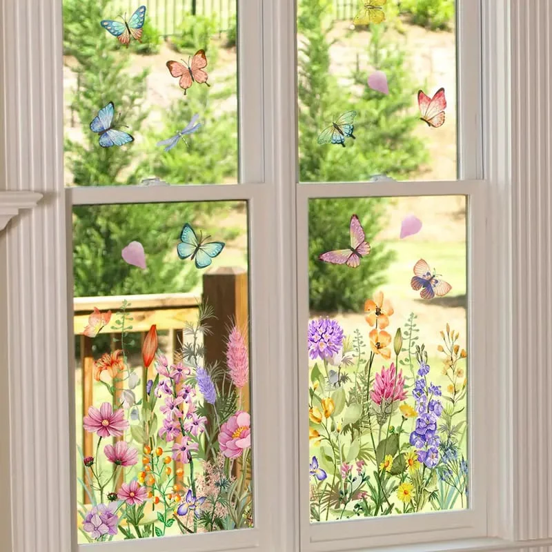 📢📢50 % de réduction !! ⏰Autocollant de fenêtre de bouquet floral coloré🖼️ (coupable à la taille librement) - Image 10