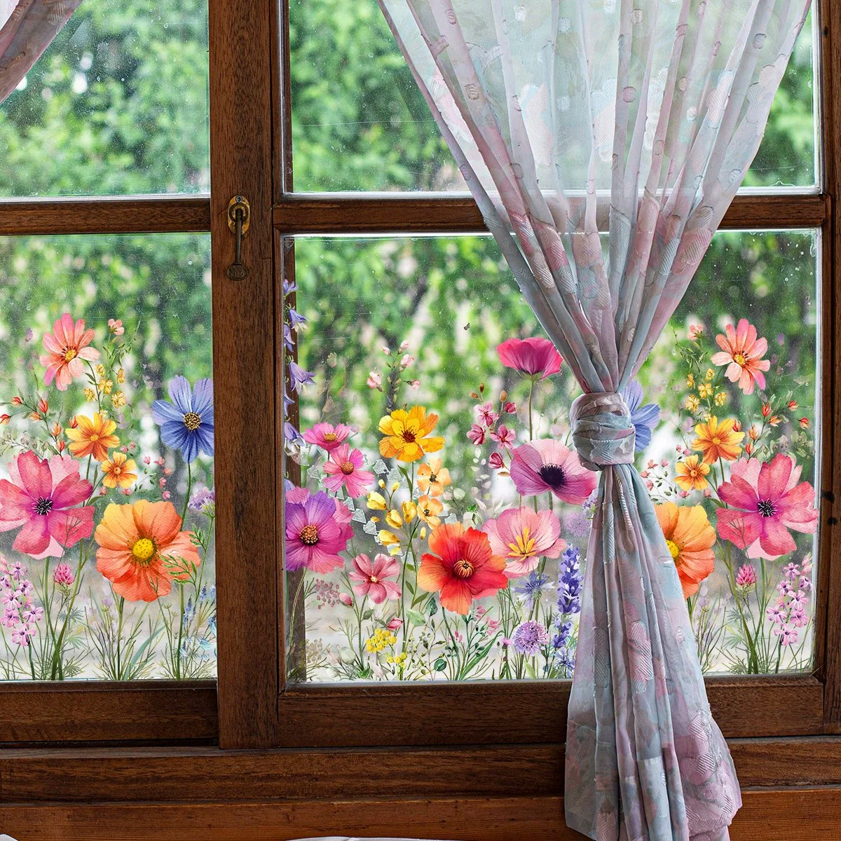 📢📢50 % de réduction !! ⏰Autocollant de fenêtre de bouquet floral coloré🖼️ (coupable à la taille librement) - Image 5
