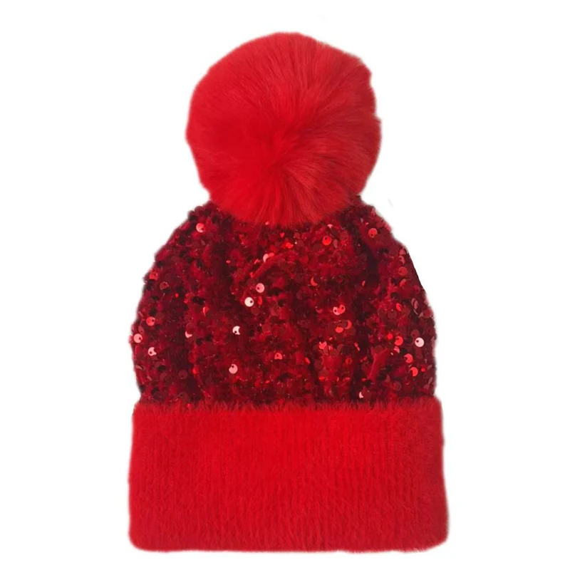 📢📢60 % de réduction !!!⏰Bonnet d'hiver à pompon et paillettes scintillantes - Image 11