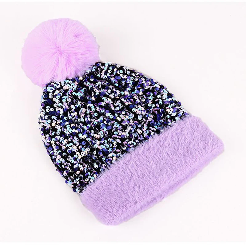 📢📢60 % de réduction !!!⏰Bonnet d'hiver à pompon et paillettes scintillantes - Image 12