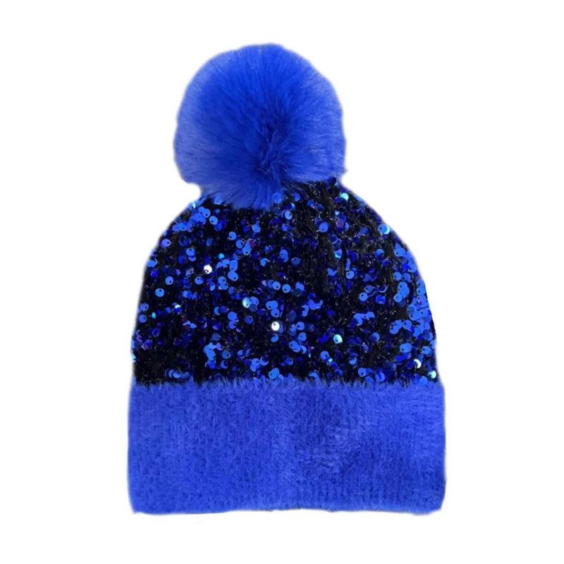 📢📢60 % de réduction !!!⏰Bonnet d'hiver à pompon et paillettes scintillantes - Image 13