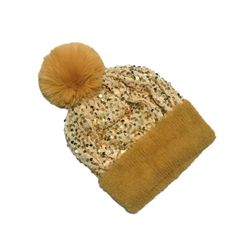 📢📢60 % de réduction !!!⏰Bonnet d'hiver à pompon et paillettes scintillantes - Image 16