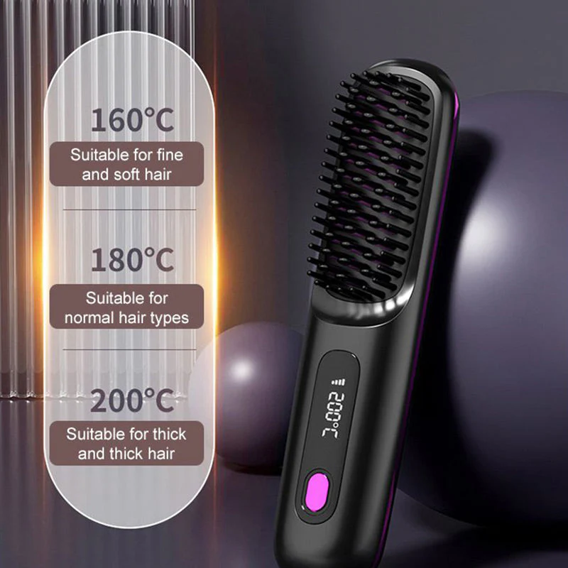 🎁✨50% de réduction🌸Peigne chauffant sans fil en céramique à lisser les cheveux - Image 5