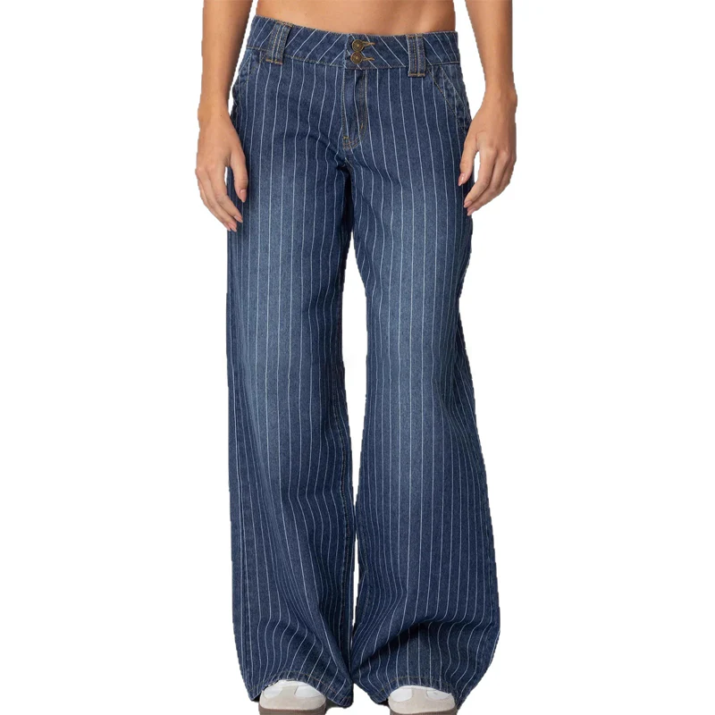 📢📢50 % de réduction !! ⏰Jean taille basse à rayures Y2K pour femme - Image 10
