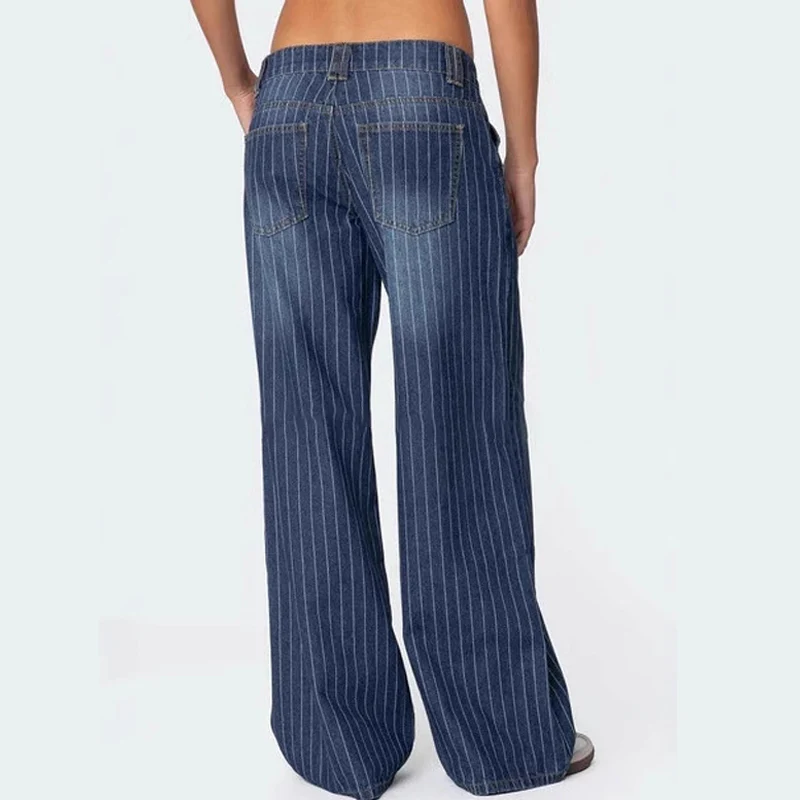 📢📢50 % de réduction !! ⏰Jean taille basse à rayures Y2K pour femme - Image 3