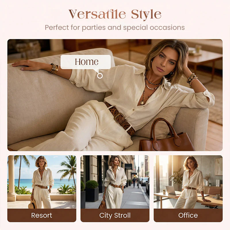 📢📢50 % de réduction !!⏰ Du Bureau au Café | Ensemble Chemise Large & Pantalon Palazzo 💼【Promo -60%】 - Image 6
