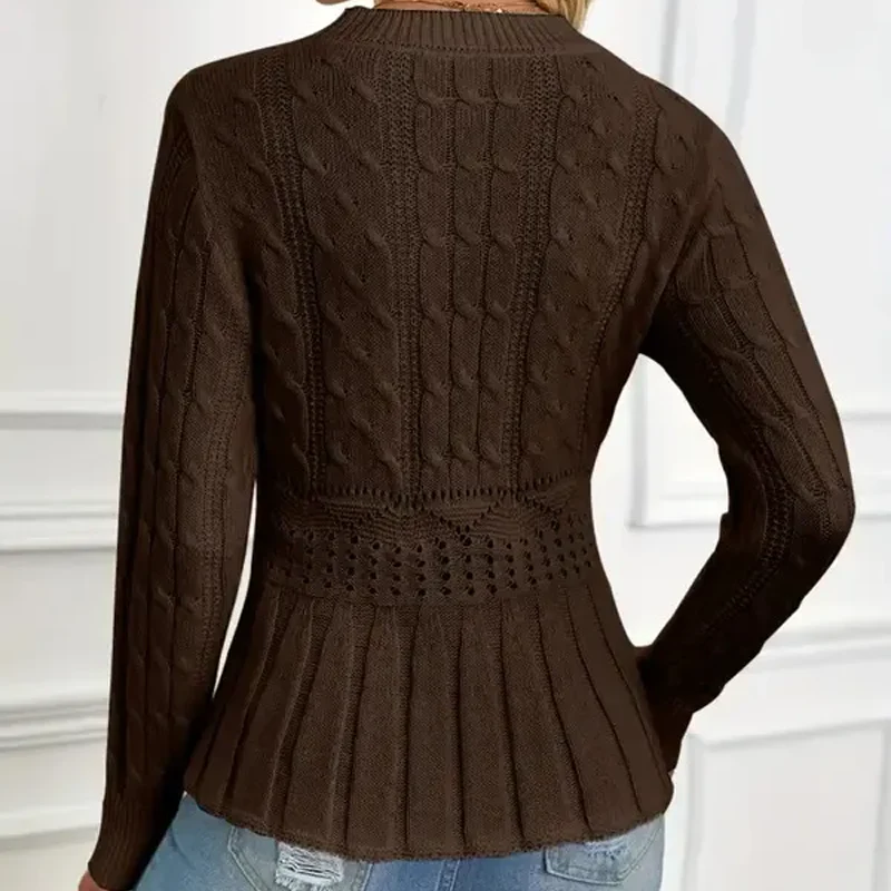 🔥 50% DE RÉDUCTION ! ✨ Pull Femme à Col Peter Pan - Maille Épaisse, Ourlet Péplum, Intemporel pour Tenues d'Automne 🧶✨ - Image 5