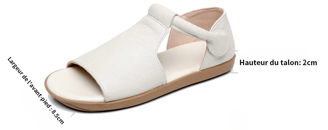 🎁Dernier jour 60 % de réduction✨Sandales plates d'été en cuir véritable à bout ouvert pour femme - Image 14