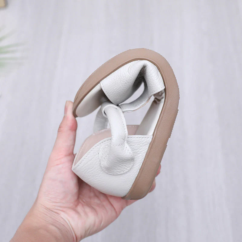 🎁Dernier jour 60 % de réduction✨Sandales plates d'été en cuir véritable à bout ouvert pour femme - Image 6