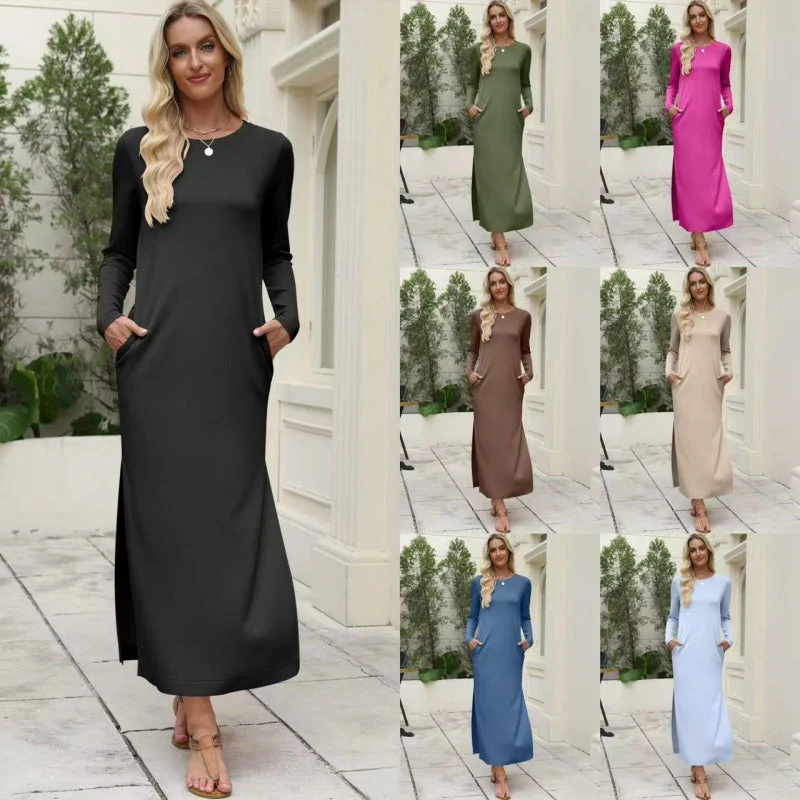 📢📢60 % de réduction !!⏰Robe t-shirt à manches longues pour femme