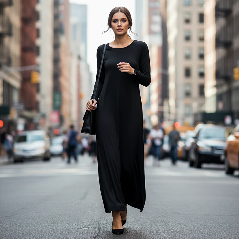 📢📢60 % de réduction !!⏰Robe t-shirt à manches longues pour femme - Image 2