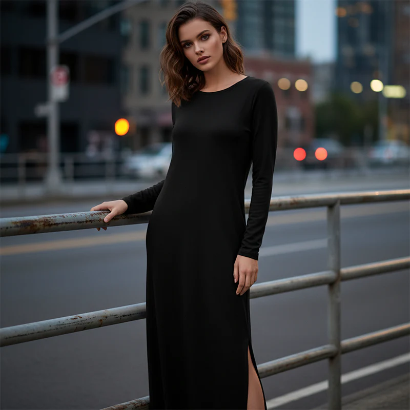 📢📢60 % de réduction !!⏰Robe t-shirt à manches longues pour femme - Image 3