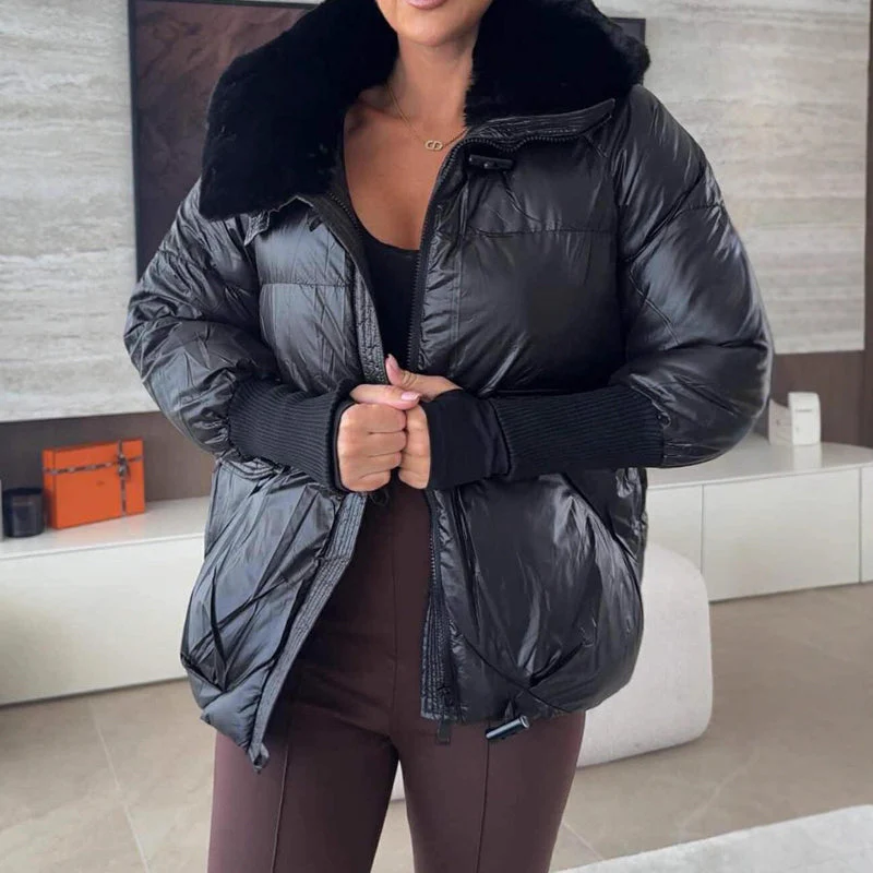 📢📢55 % DE RÉDUCTION !!!🔥Élégante doudoune pour femme avec col en fourrure synthétique - Image 2