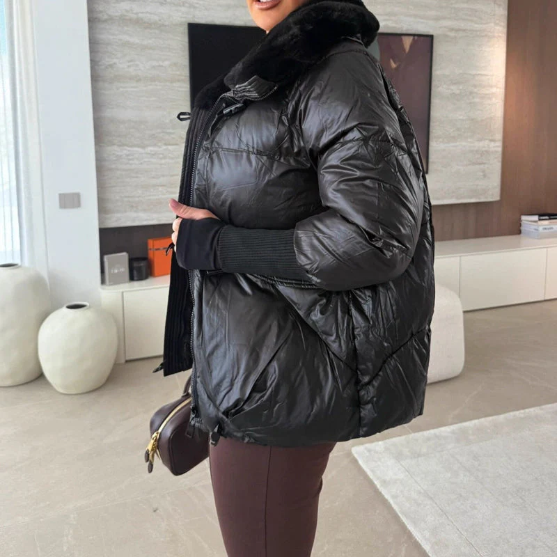 📢📢55 % DE RÉDUCTION !!!🔥Élégante doudoune pour femme avec col en fourrure synthétique - Image 4