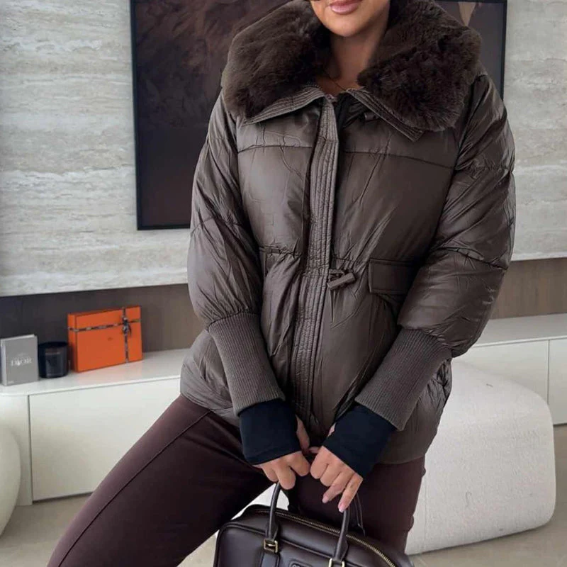 📢📢55 % DE RÉDUCTION !!!🔥Élégante doudoune pour femme avec col en fourrure synthétique - Image 9
