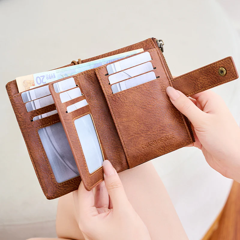 đ„Offre Ă durĂ©e limitĂ©e - Portefeuille Ă trois volets pour femme, style rĂ©tro, avec protection RFID - Image 16