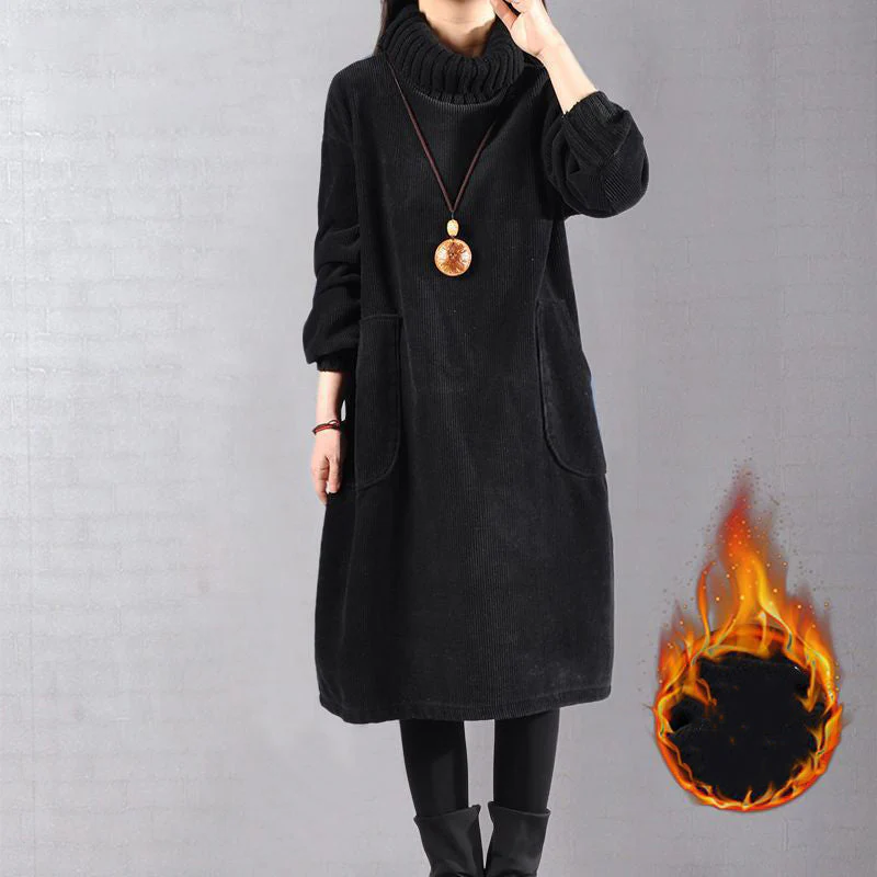 📢📢60 % de réduction !!!🎅👗 Robe Longue Femme en Velours Côtelé - Coupe Ample & Col Haut | Confort Douillet Absolu, Livraison Rapide 📦🍂 - Image 5