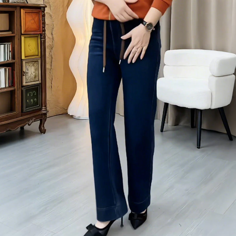 📢60% de réduction!!!📍Jean droit femme à ceinture élastique ajustable par cordon👖 - Image 2