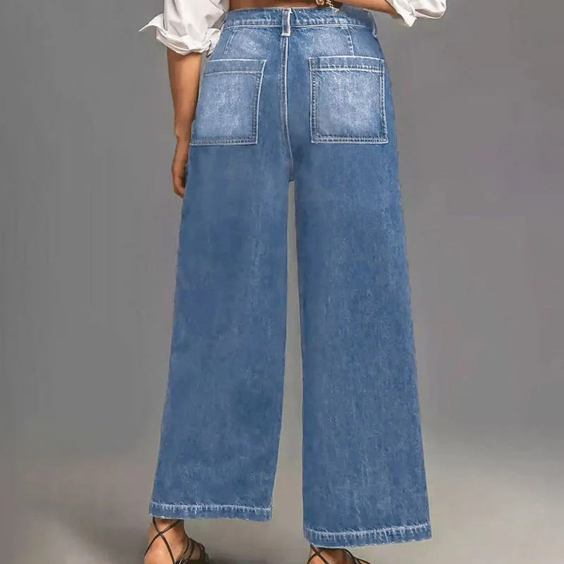 📢📢50 % de réduction !! ⏰Jean décontracté à taille haute et jambes larges pour femmes - Image 3