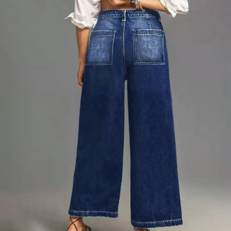 📢📢50 % de réduction !! ⏰Jean décontracté à taille haute et jambes larges pour femmes - Image 6
