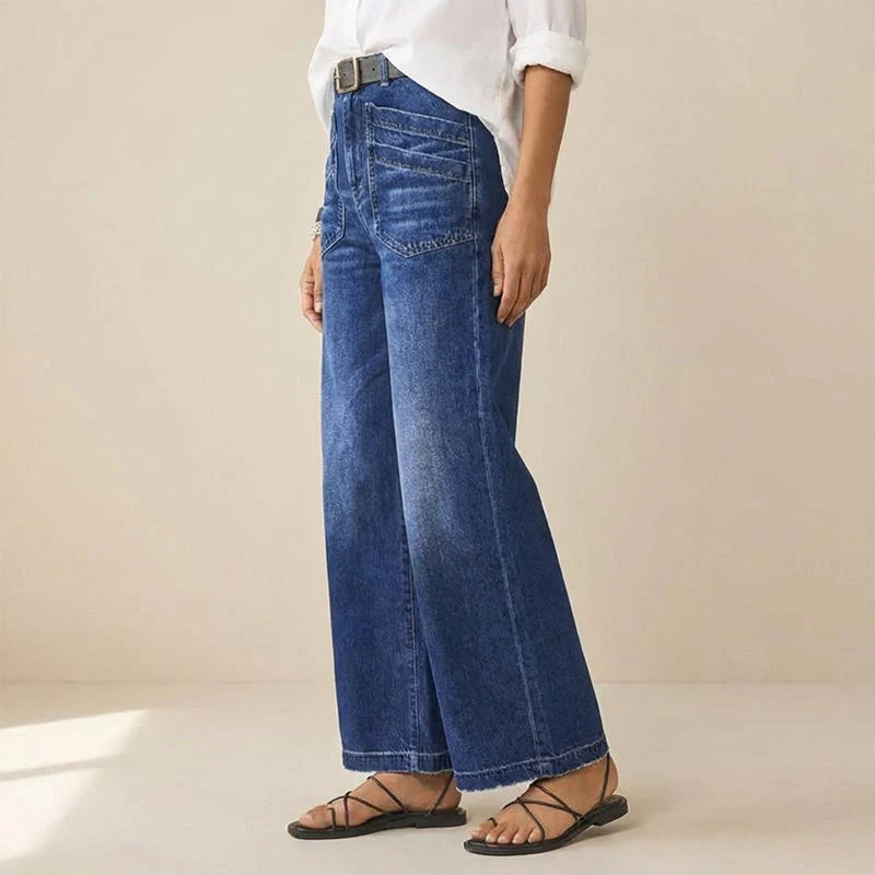 📢📢50 % de réduction !! ⏰Jean décontracté à taille haute et jambes larges pour femmes - Image 9