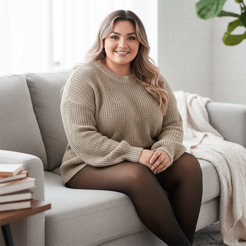 Collants chauds et extensibles pour femmes, doublés thermiquement - Image 7