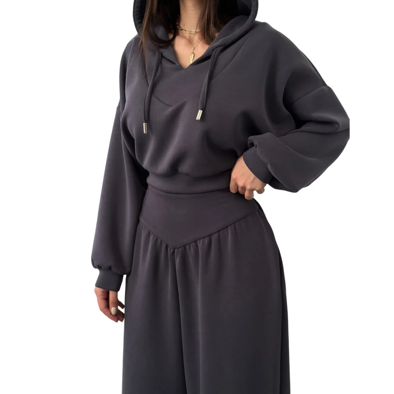 📢📢60 % de réduction !!⏰Women's Crop Hoodie & Wide-Leg Pants Set - Image 12