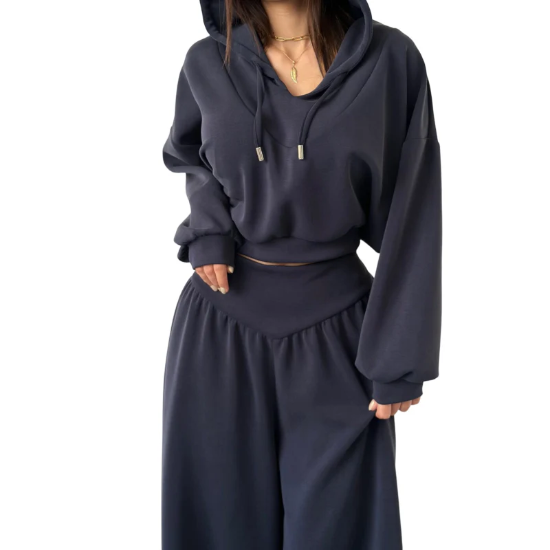 📢📢60 % de réduction !!⏰Women's Crop Hoodie & Wide-Leg Pants Set - Image 13