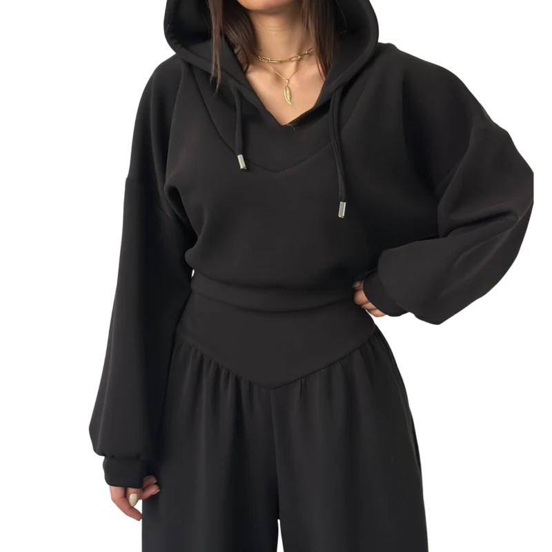 📢📢60 % de réduction !!⏰Women's Crop Hoodie & Wide-Leg Pants Set - Image 14