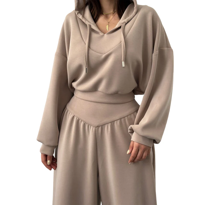 📢📢60 % de réduction !!⏰Women's Crop Hoodie & Wide-Leg Pants Set - Image 15