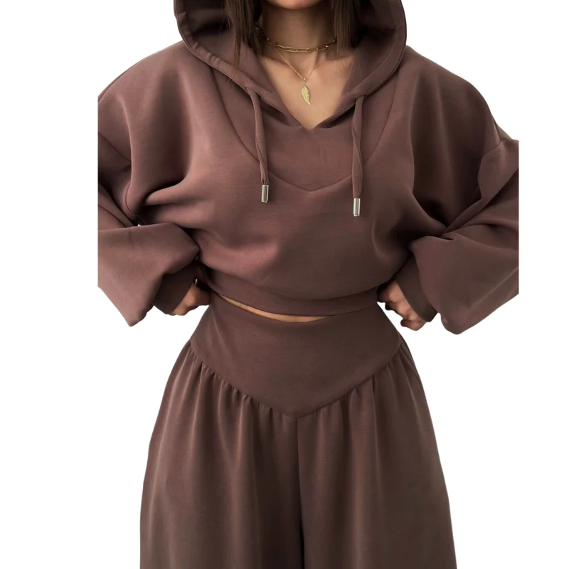 📢📢60 % de réduction !!⏰Women's Crop Hoodie & Wide-Leg Pants Set - Image 2