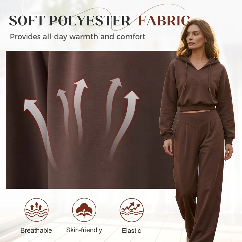 📢📢60 % de réduction !!⏰Women's Crop Hoodie & Wide-Leg Pants Set - Image 5