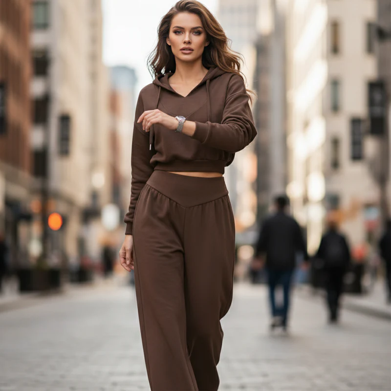 📢📢60 % de réduction !!⏰Women's Crop Hoodie & Wide-Leg Pants Set - Image 6