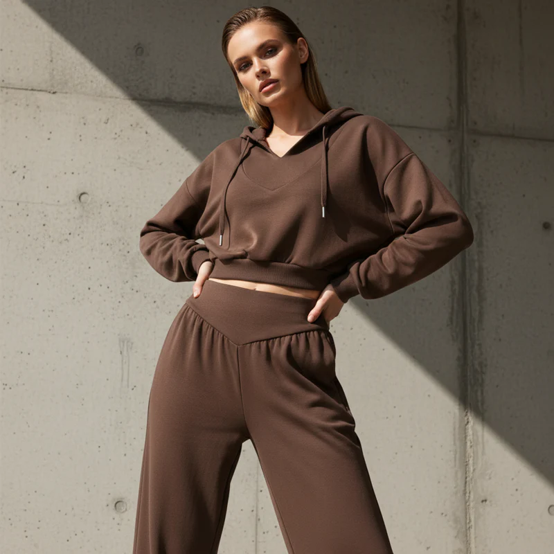 📢📢60 % de réduction !!⏰Women's Crop Hoodie & Wide-Leg Pants Set - Image 7