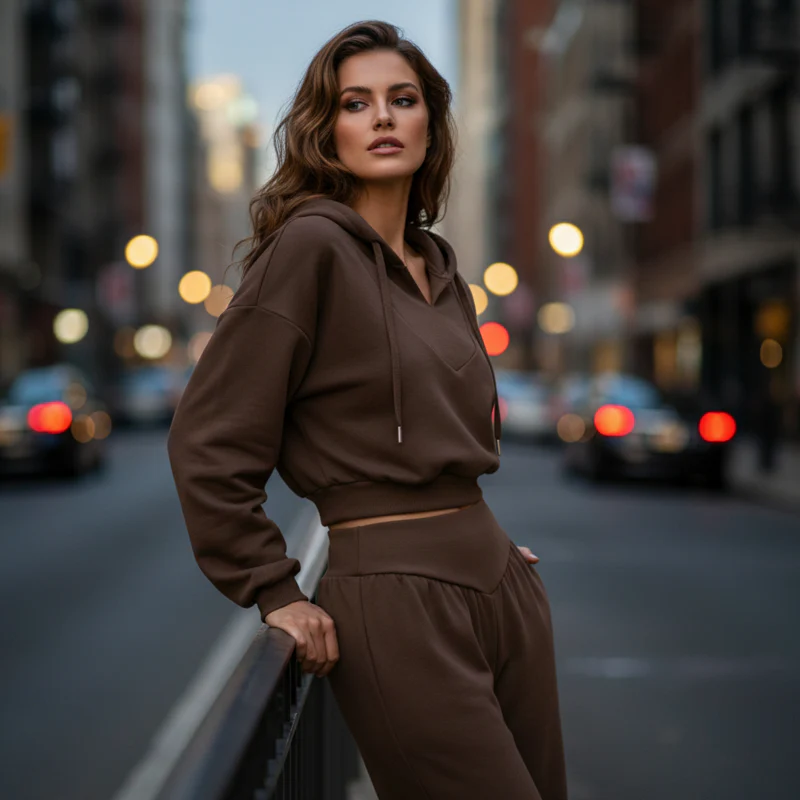 📢📢60 % de réduction !!⏰Women's Crop Hoodie & Wide-Leg Pants Set - Image 8