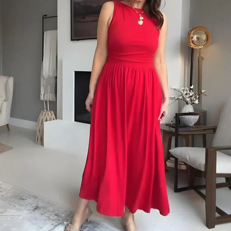 📢📢60 % de réduction !! ⏰Robe longue élégante à col rond pour femme 👗 - Image 3