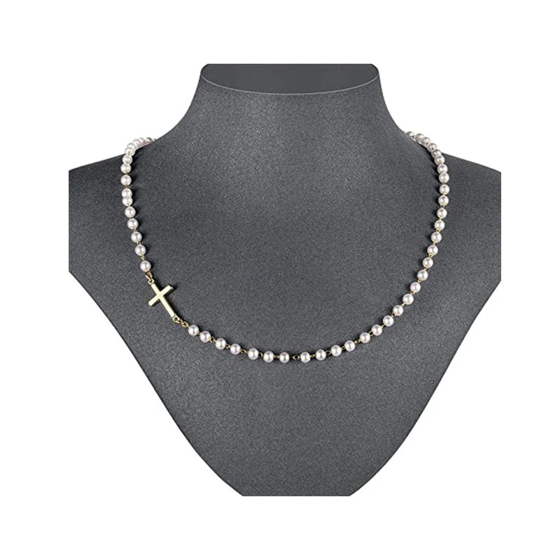 Collier de Perles de Culture en Croix Élégant pour Femmes - Image 2