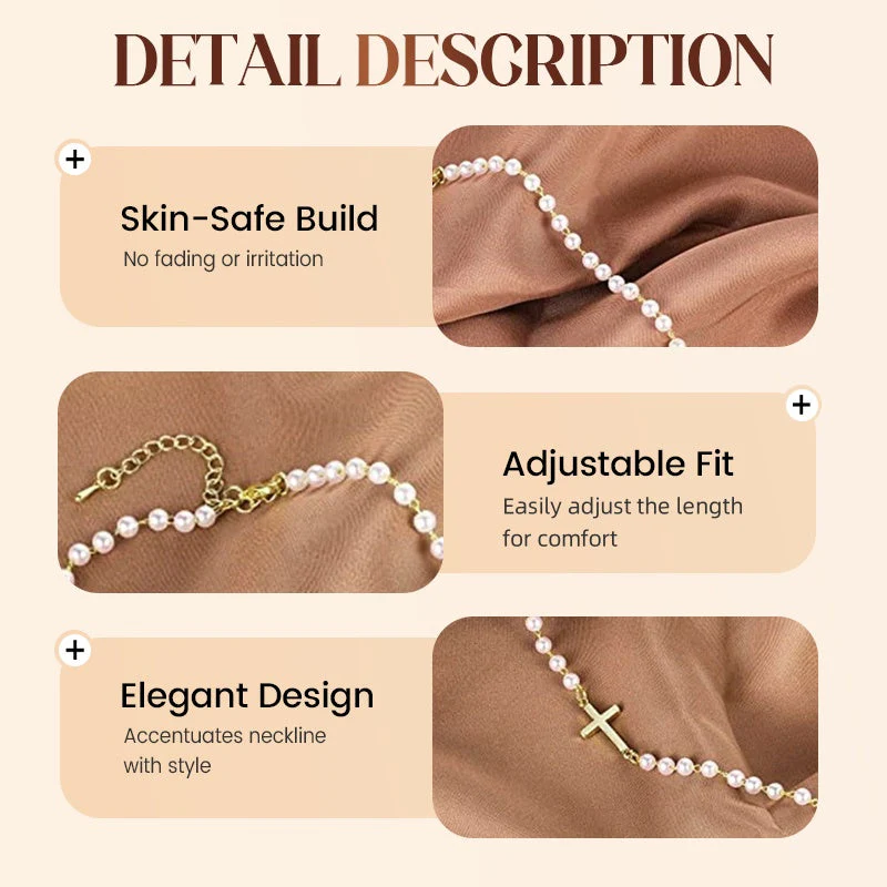 Collier de Perles de Culture en Croix Élégant pour Femmes - Image 4