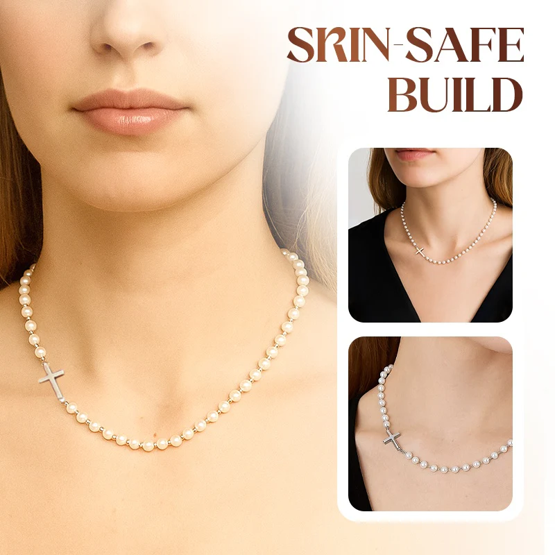 Collier de Perles de Culture en Croix Élégant pour Femmes - Image 6