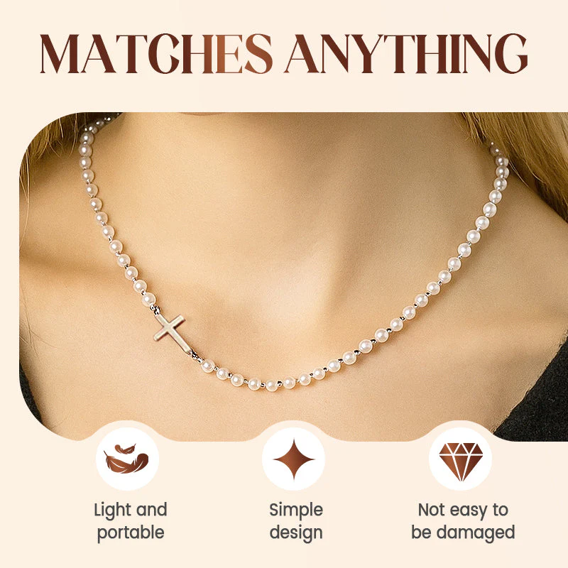 Collier de Perles de Culture en Croix Élégant pour Femmes - Image 7