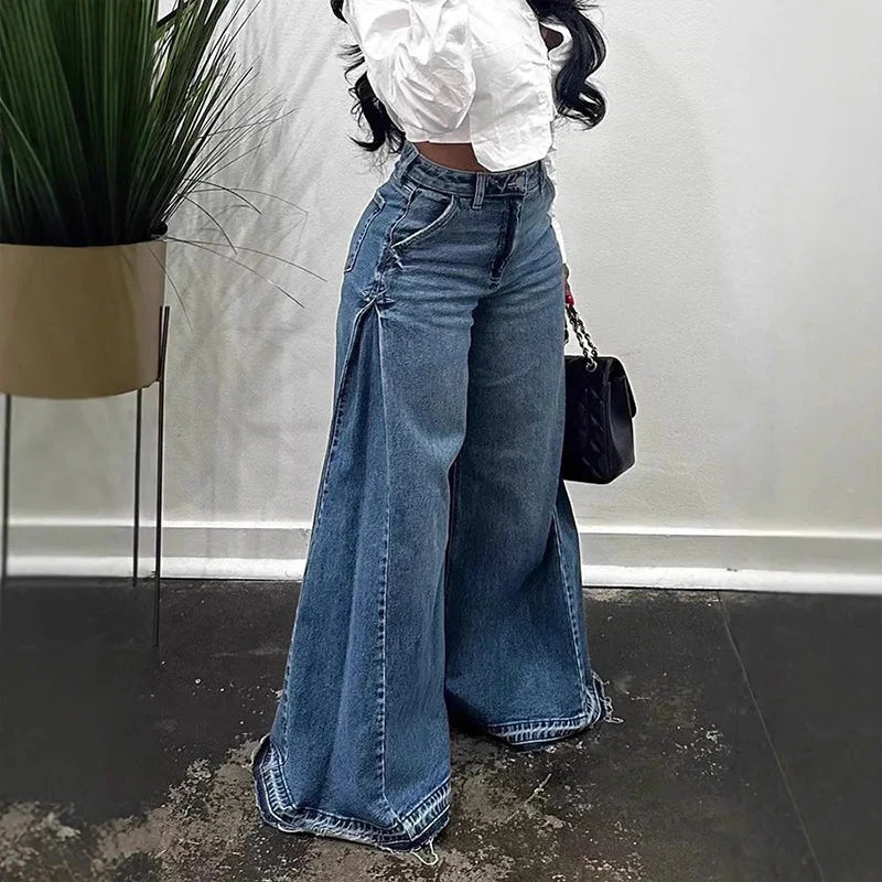 đąđą60 % de rĂ©duction !! â°Jean oversize Ă taille haute et jambes larges pour femme - Image 2