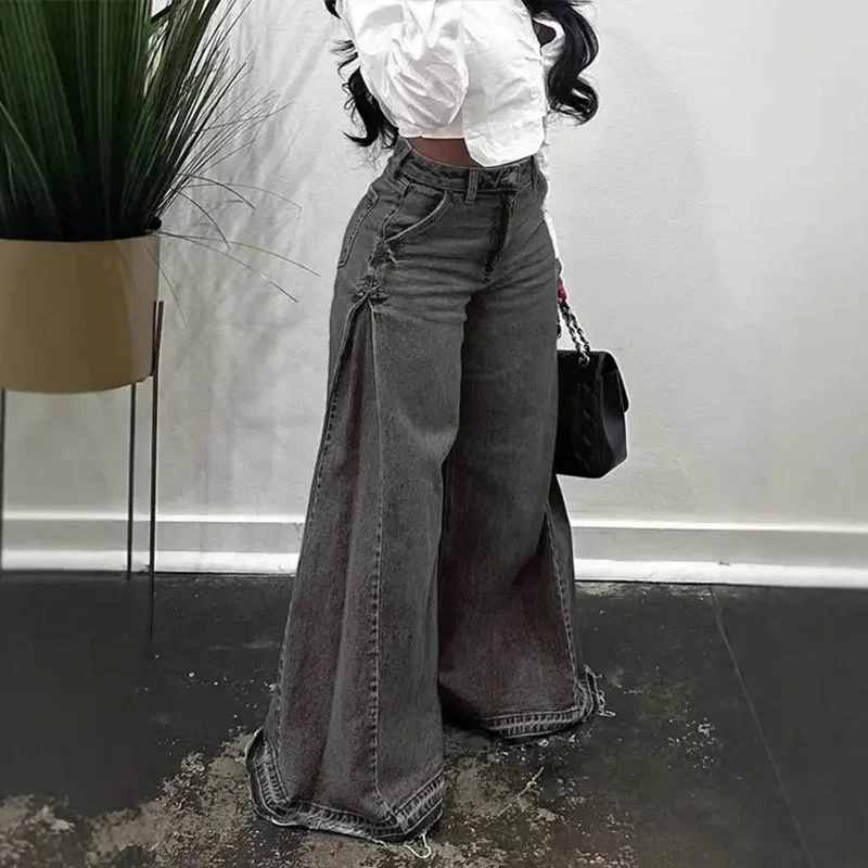 đąđą60 % de rĂ©duction !! â°Jean oversize Ă taille haute et jambes larges pour femme - Image 3
