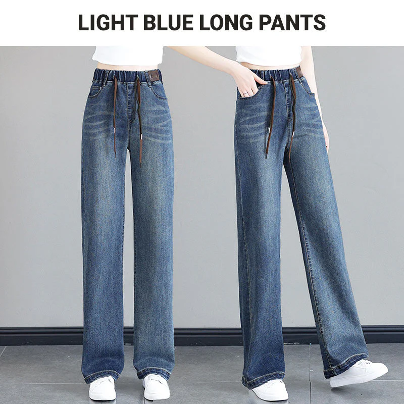 🔥 51% DE RÉDUCTION ! ✨ Jean Femme Taille Haute Coupe Droite - Ceinture à Cordon Réglable, Version Molletonnée ou Cheville, Tissu Élastique Confortable 👖✨ - Image 10