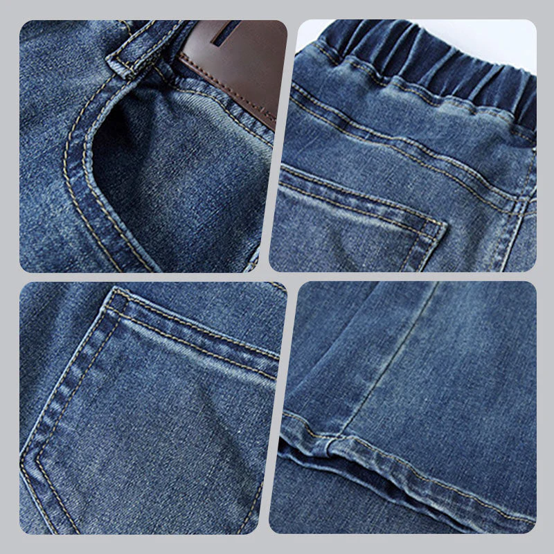 🔥 51% DE RÉDUCTION ! ✨ Jean Femme Taille Haute Coupe Droite - Ceinture à Cordon Réglable, Version Molletonnée ou Cheville, Tissu Élastique Confortable 👖✨ - Image 3