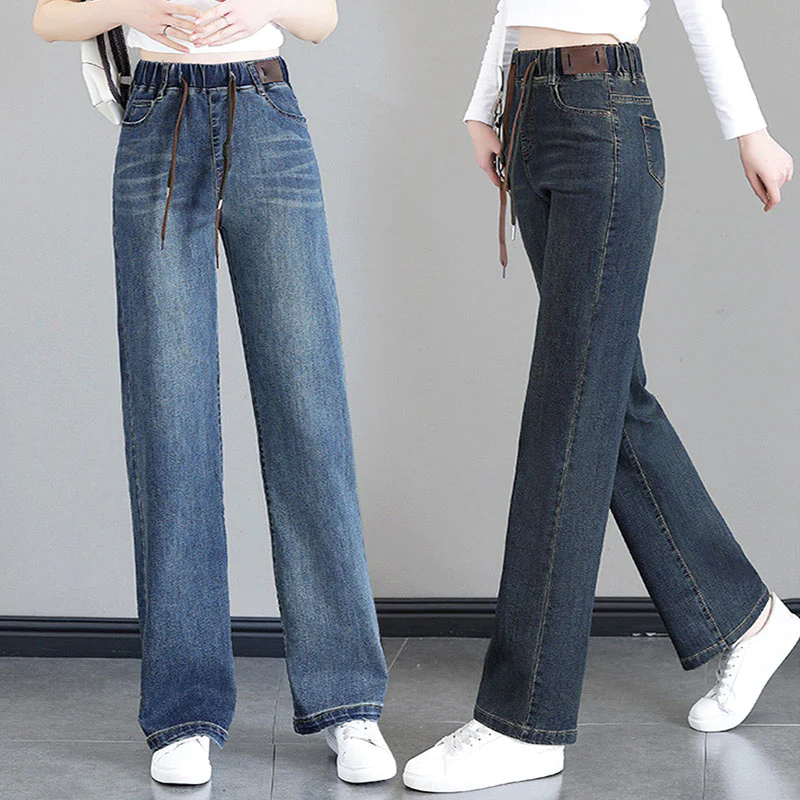 🔥 51% DE RÉDUCTION ! ✨ Jean Femme Taille Haute Coupe Droite - Ceinture à Cordon Réglable, Version Molletonnée ou Cheville, Tissu Élastique Confortable 👖✨ - Image 7