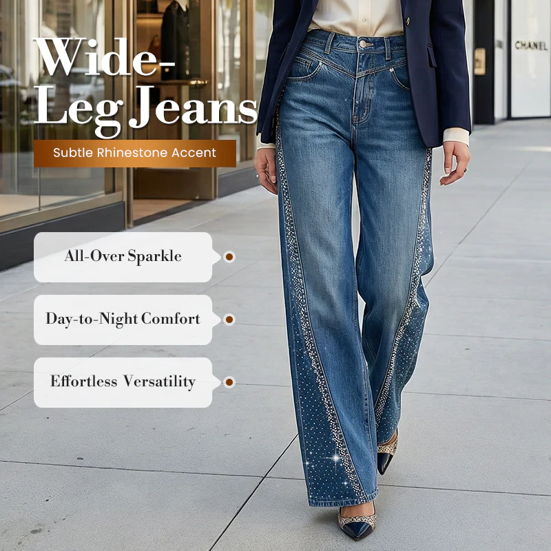 đ60% DE RĂDUCTION ! âš Jean Large Ă Jambes Larges pour Femme avec Strass â ĂlĂ©gance, Confort & Silhouette AllongĂ©e ! đđ„